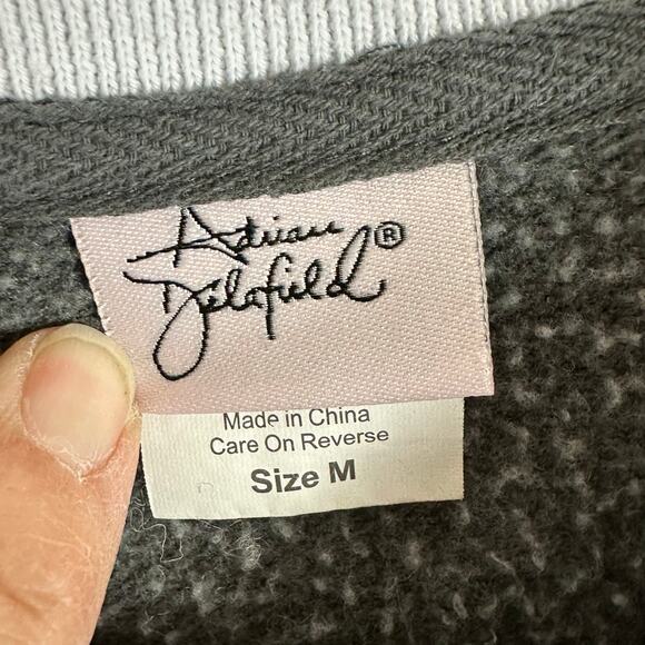 Womens Adrian Delafield Gray Silver Embroidered Collared Sweatshirt Granny M - Picture 5 of 7